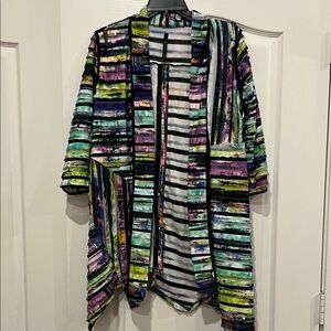 IC by Connie Colorful Striped Open Front Jacket